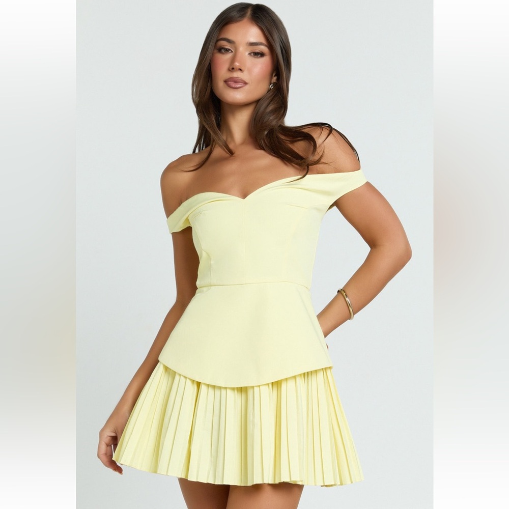 Showpo Off the Shoulder Yellow Dress